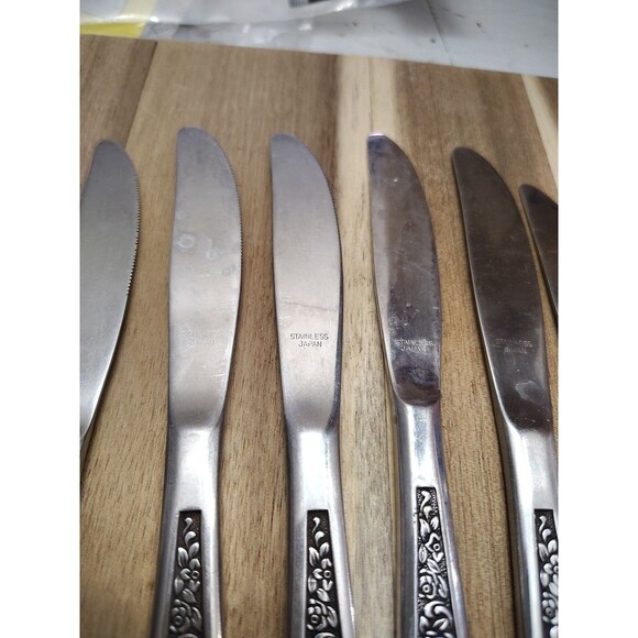 6 Dinner Knives Granada Rose Stainless Steel Flatware Silverware Japan - Picture 3 of 5